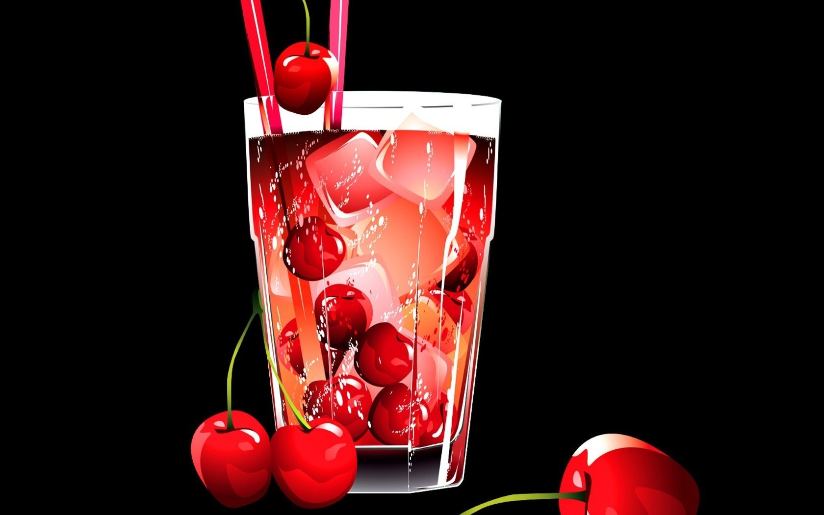 glas mit eis minimalismus frische kirsche desserts getränke