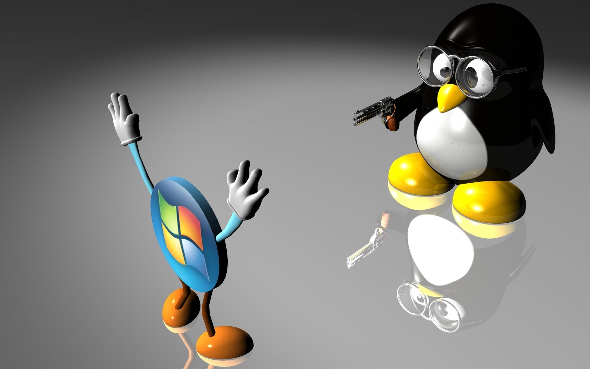 linux windows pistolet mains en l air menace
