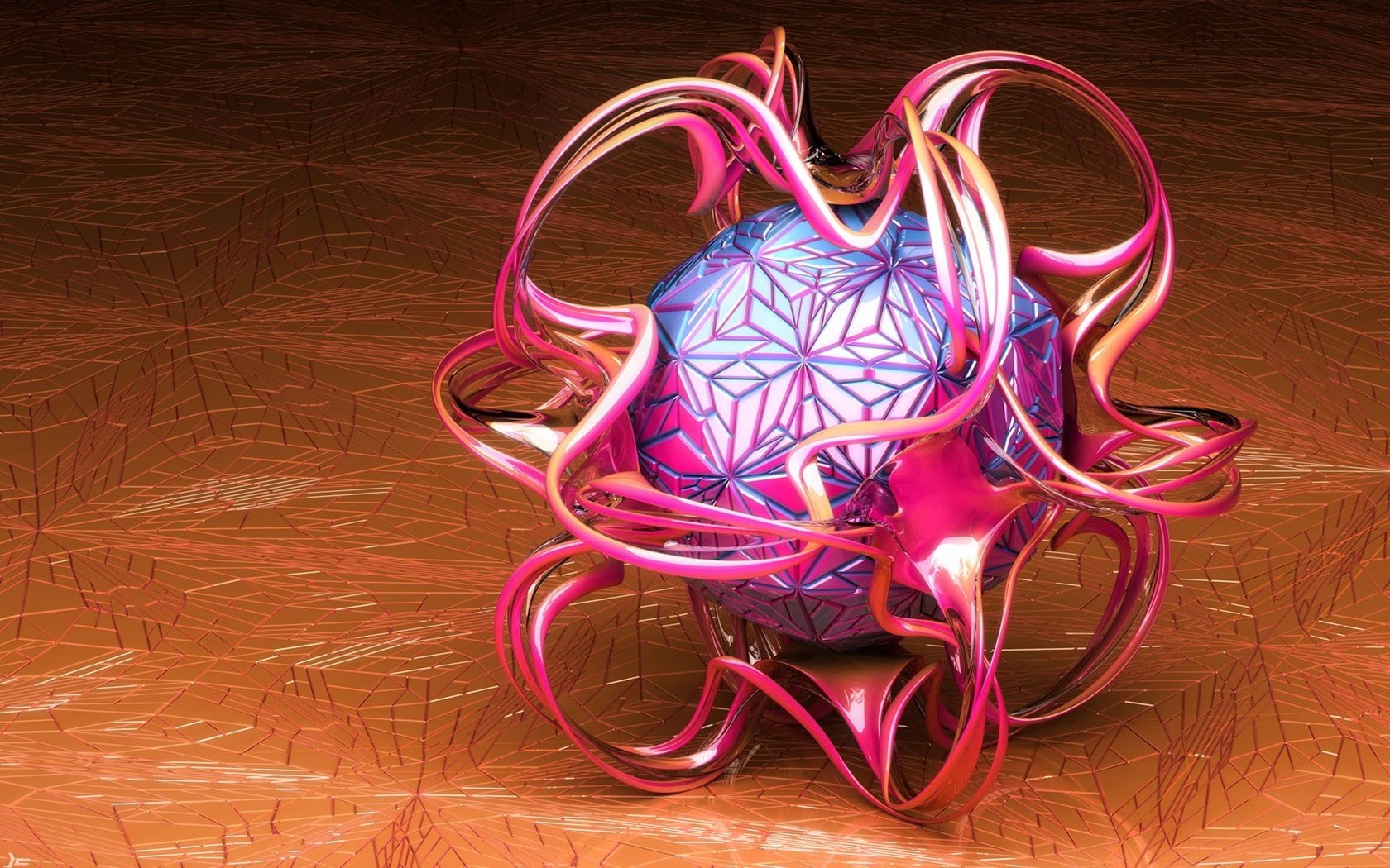 twisted stuff pink ball fantasy new year holidays sphere structure floor abstraction