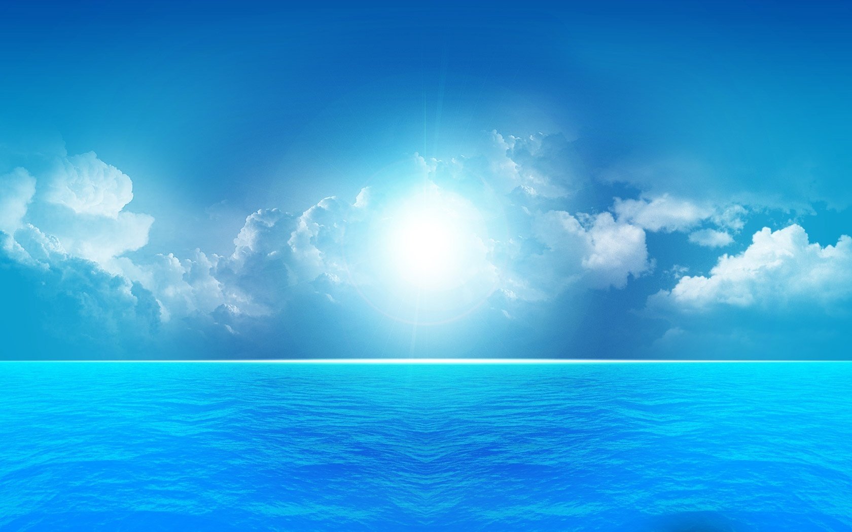 lueur dans le ciel mer calme horizon ciel eau soleil nuages bleu nature