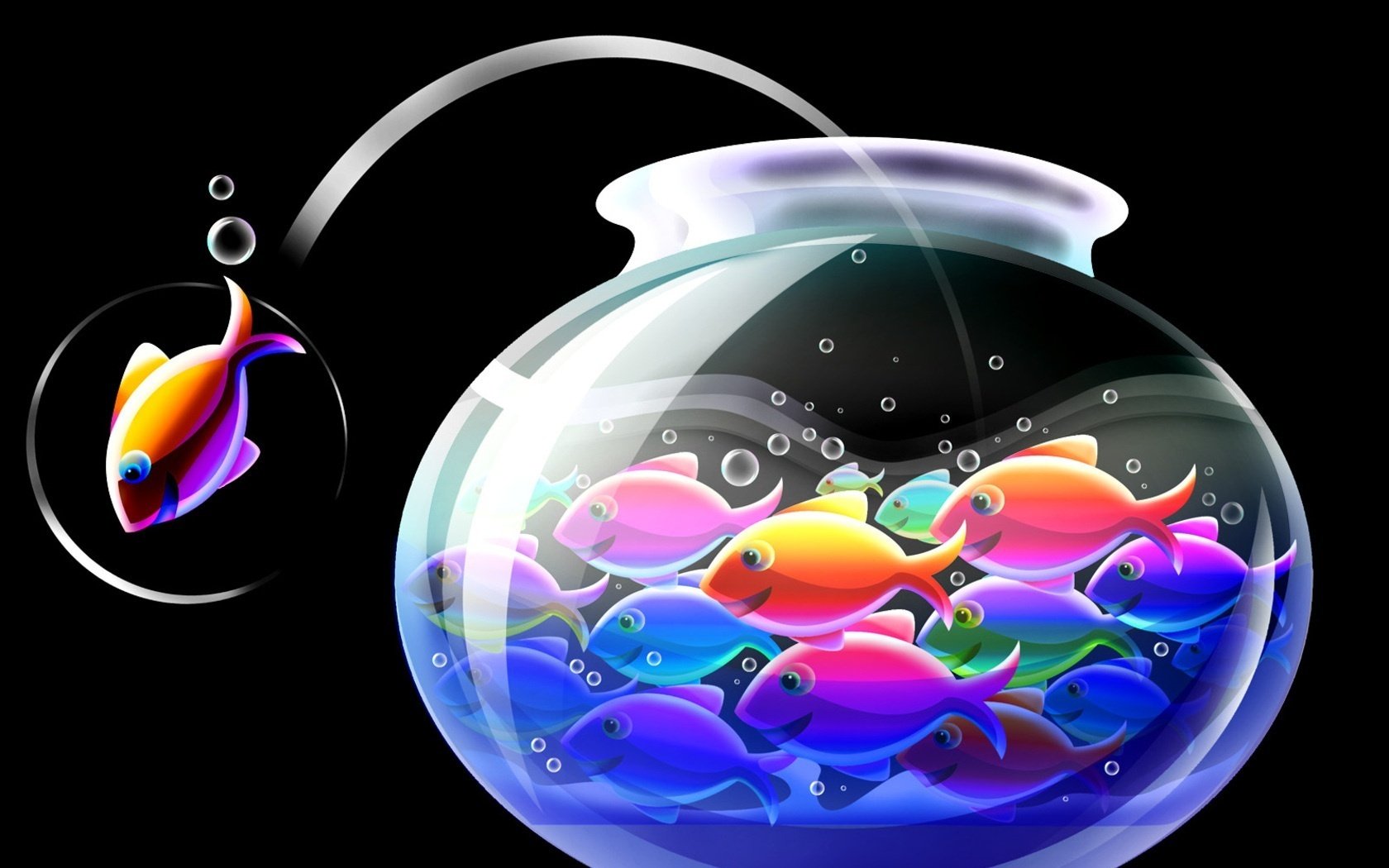 colorful individuals aquarium fish fantasy background