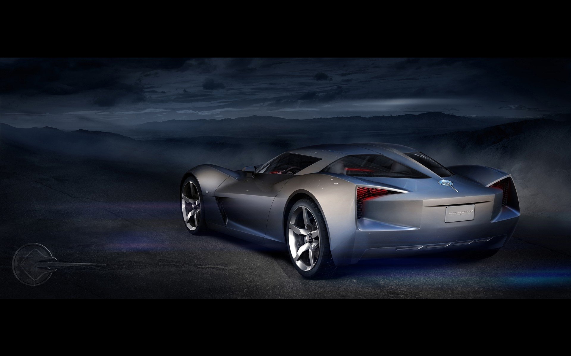anniversary corvette stingray concept ciemność samochody sportowe transport auto transport samochodowy noc srebro
