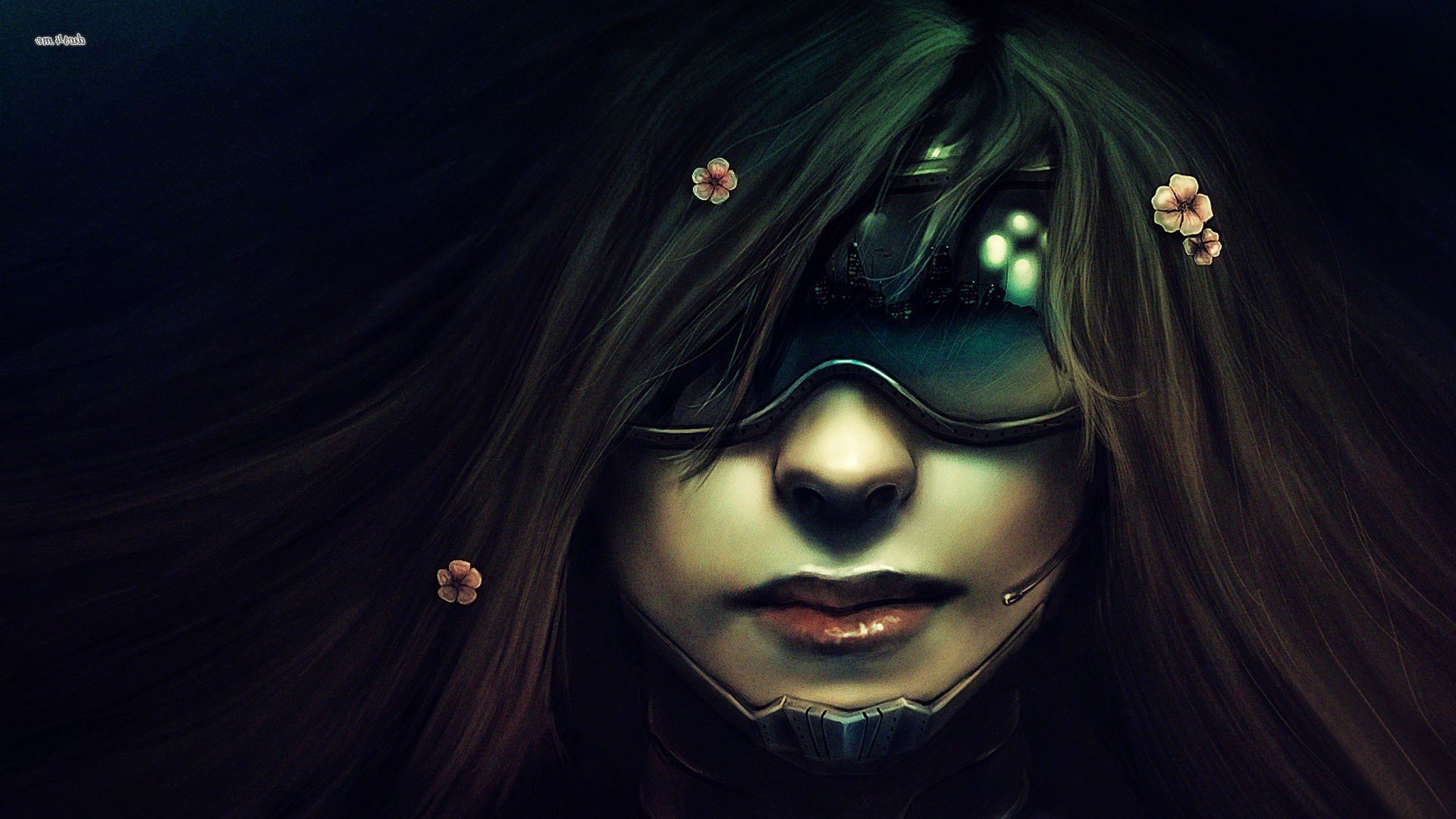 cyberpunk ragazza viso occhiali