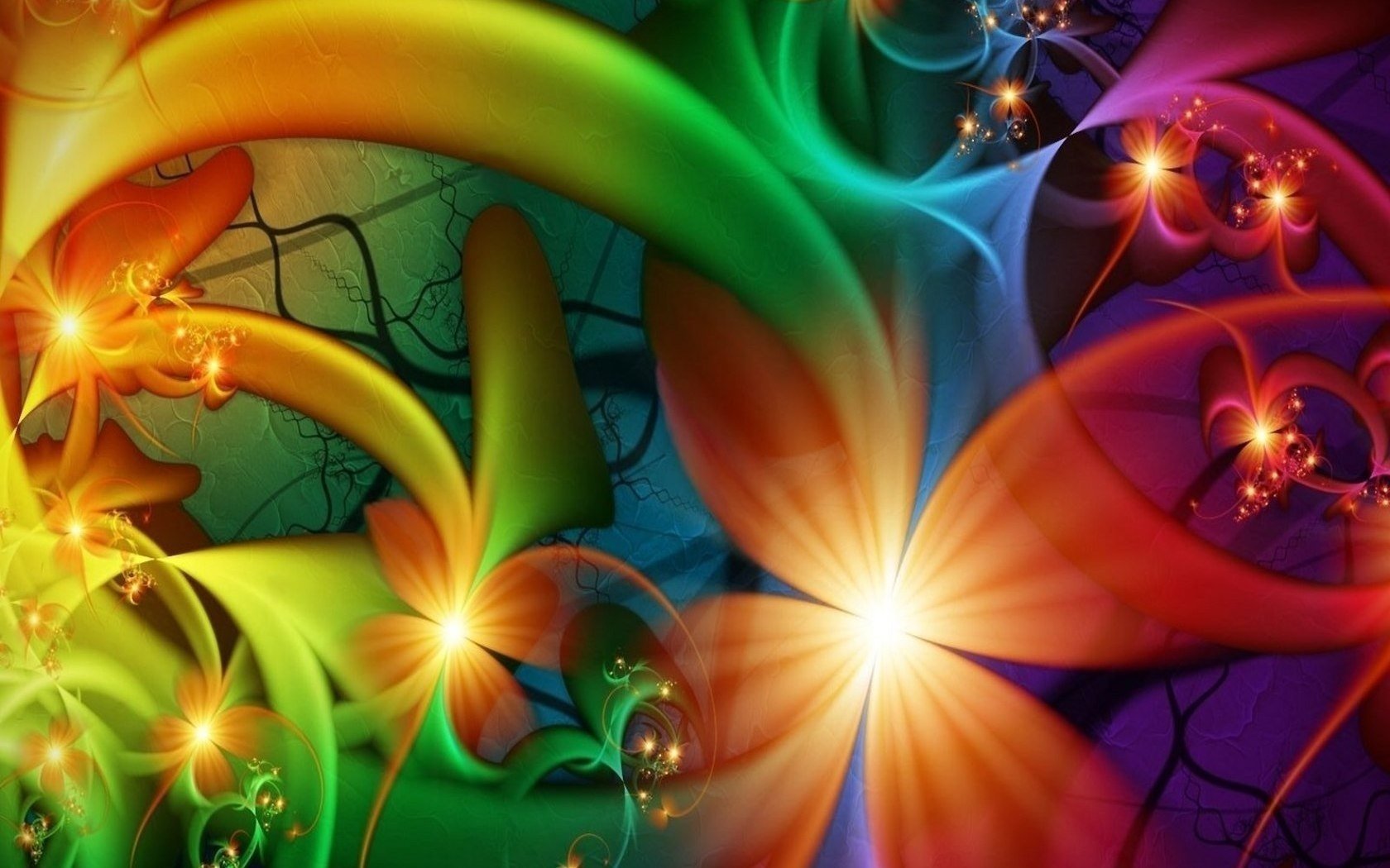 colored ribbons lights flowers fantasy color stain