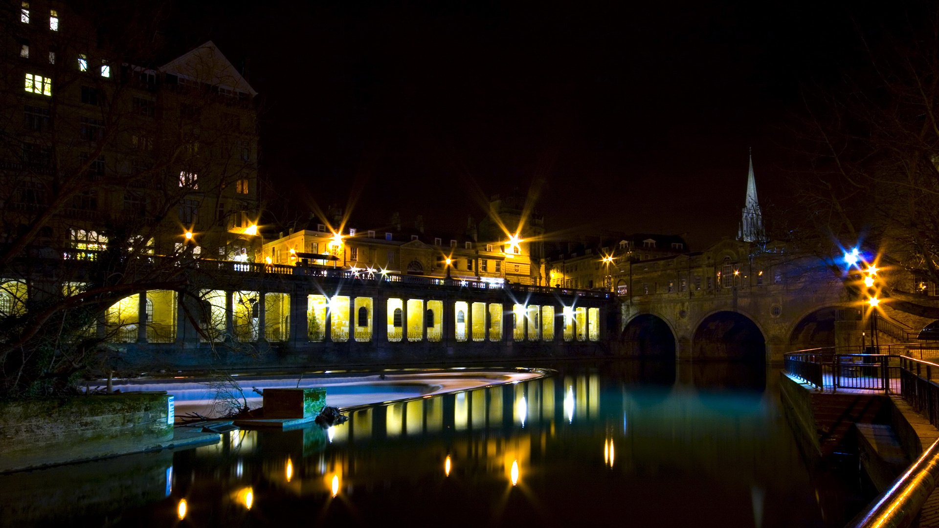 ventanas de la sala agua luces ciudades noche luces de la ciudad