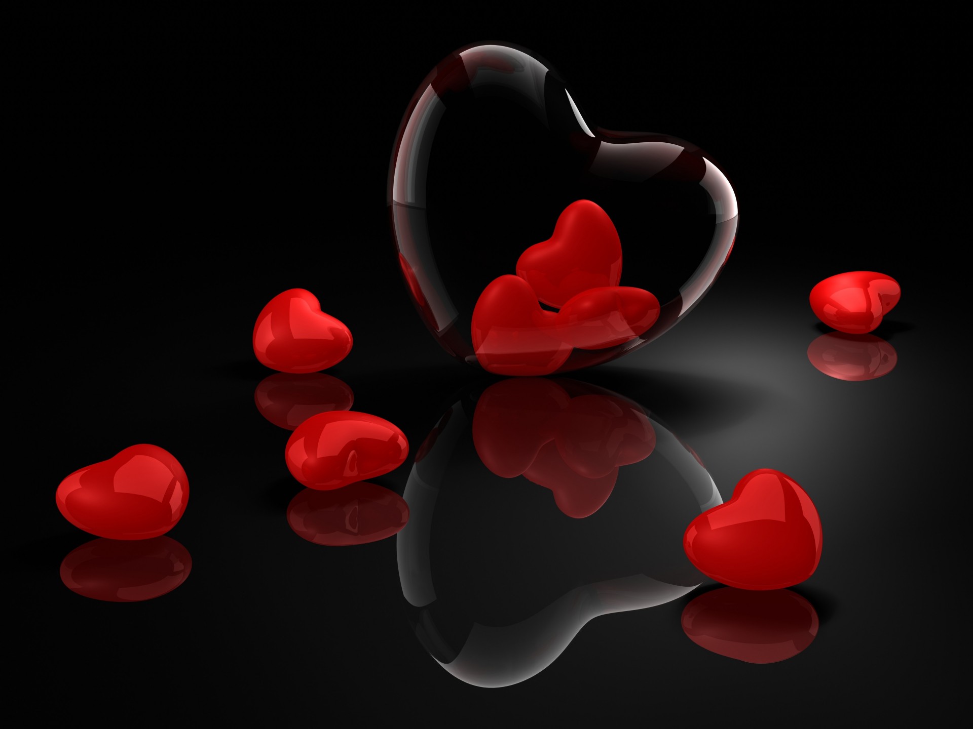 riflessione san valentino sfondo nero cuori