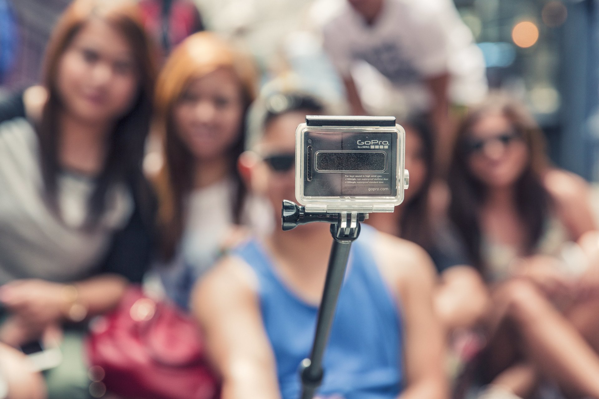 gopro the camera monopod self shooting people