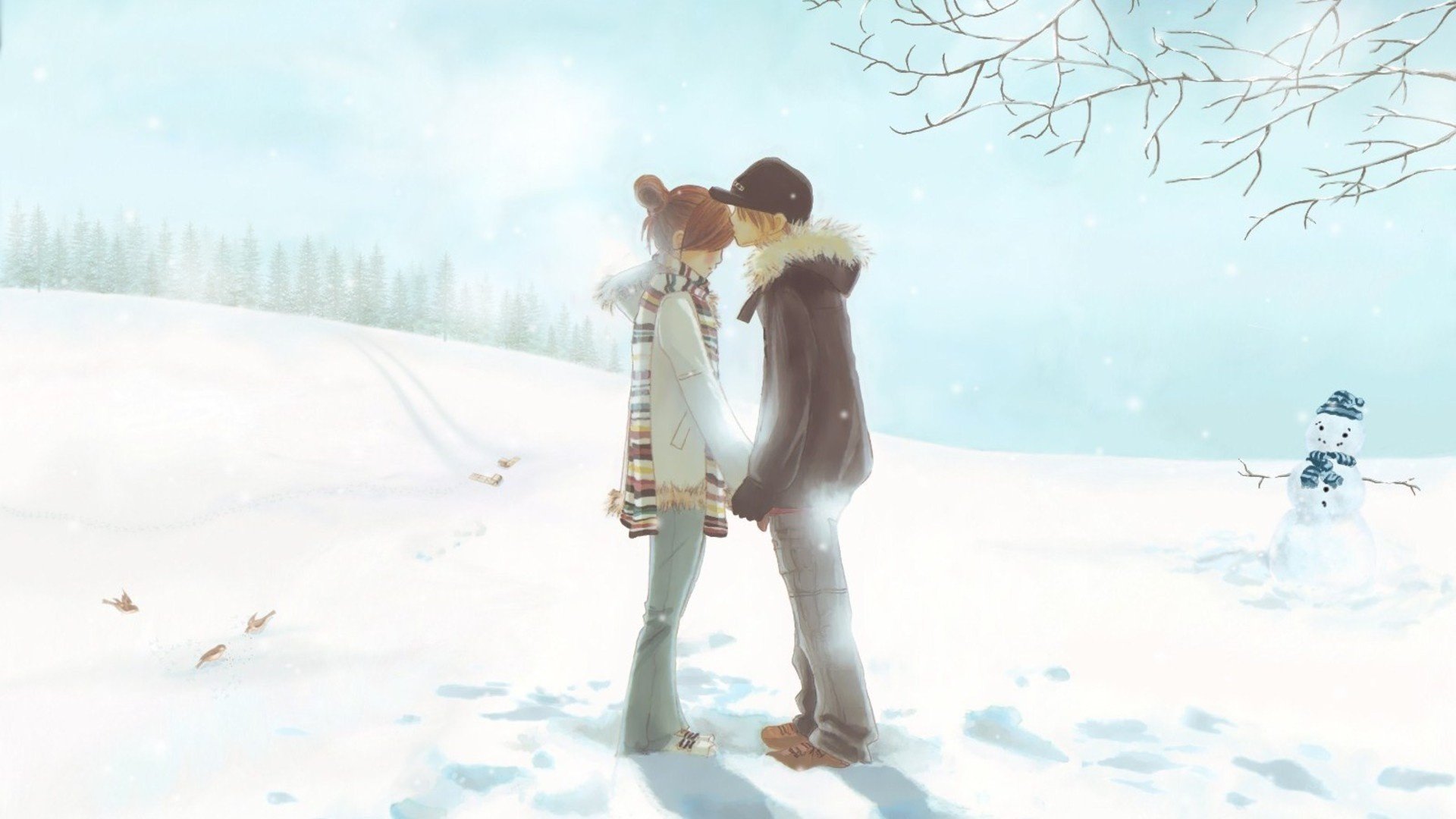 jugendliche winterzeit sonne romantik zärtlichkeit leidenschaft gefühle liebe datum treffen liebhaber paar zeichnungen anime