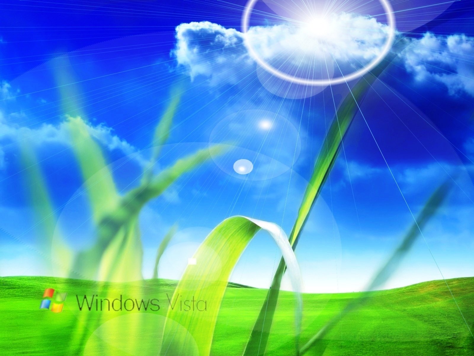 césped verde montículos luz windows vista emblemas logotipos