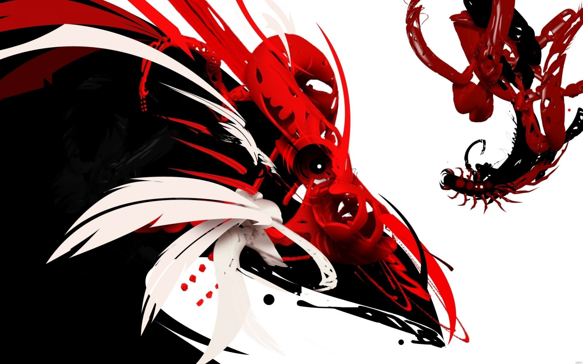 photoshop red 3d black white