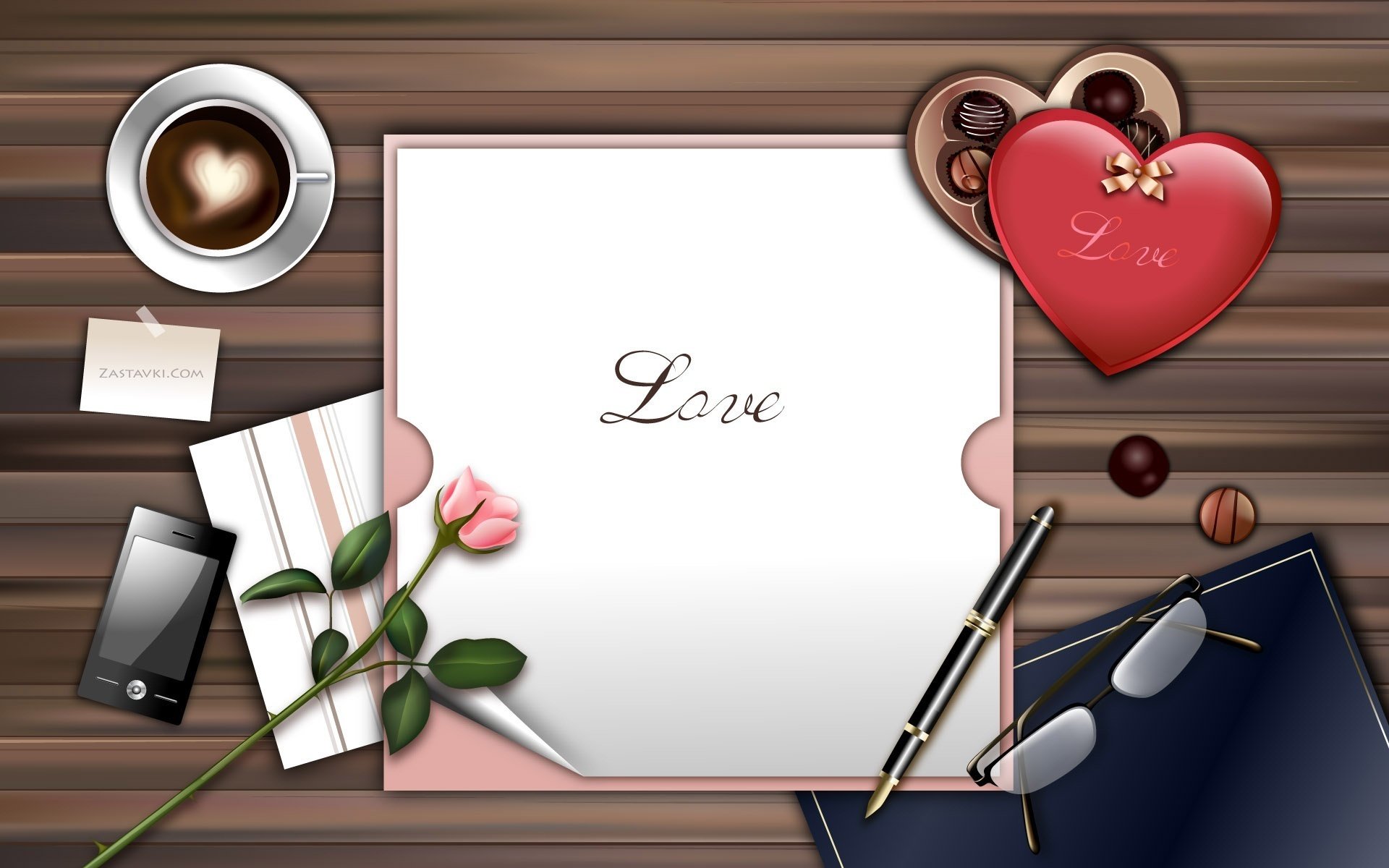 set di amanti lettera caffè caramelle disegno amore schiuma serze scatola penna occhiali parola rosa fiore telefono nota scrivania foglia uomini donne