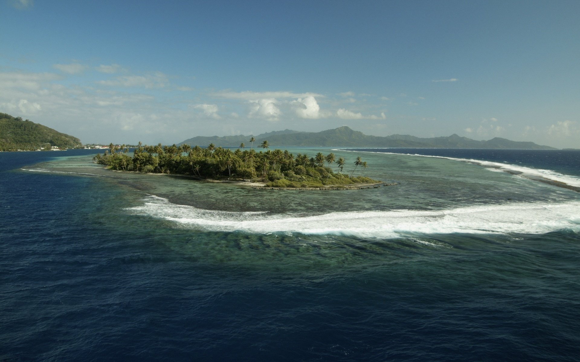 waves foam island tropical plants water islands sea ocean nature greenery palm trees plants island tropics clouds sky altitude landscape waves surf paradise vacation exotic