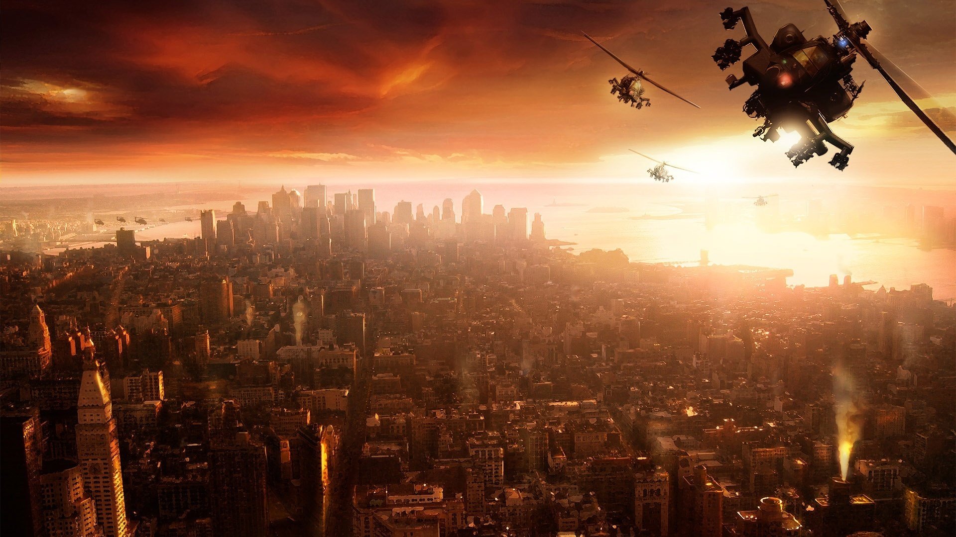 ville de la nuit hélicoptères lumière du soleil prototype hélicoptère mégapole dessins anime mégapoles-a villes-a