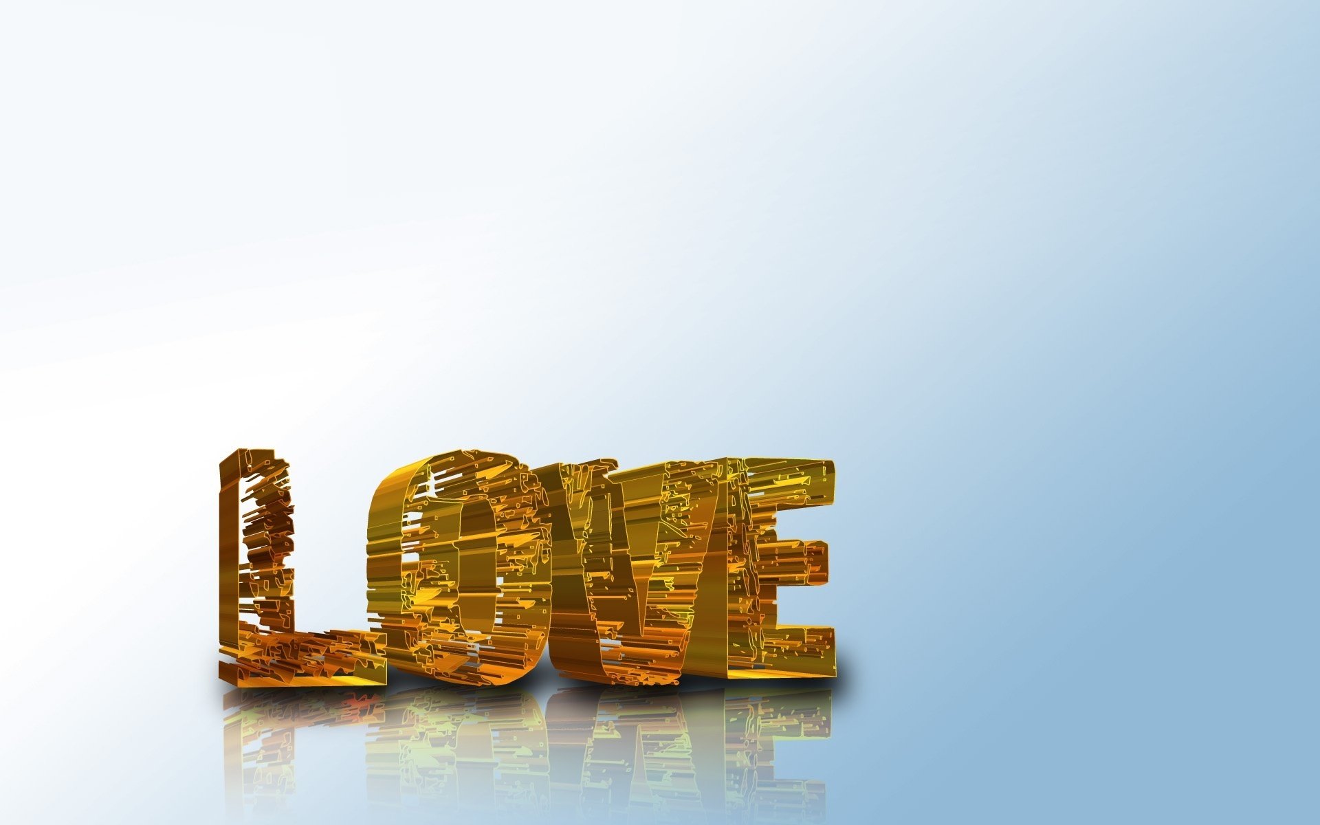 sfondo blu e bianco lettere tridimensionali amore oro parola riflessione