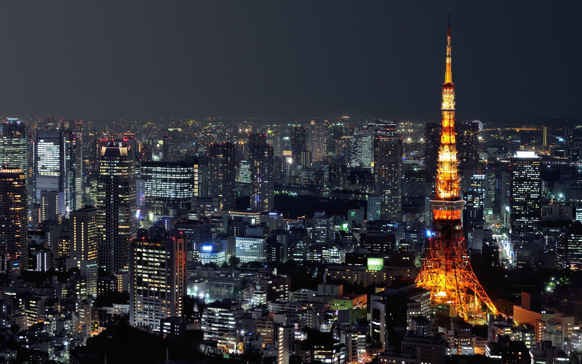 torre de tokio fotografía nocturna oscuridad iluminación ciudad edificios torre linternas noche ciudad nocturna cielo iluminaciones cielo nocturno luces de la ciudad