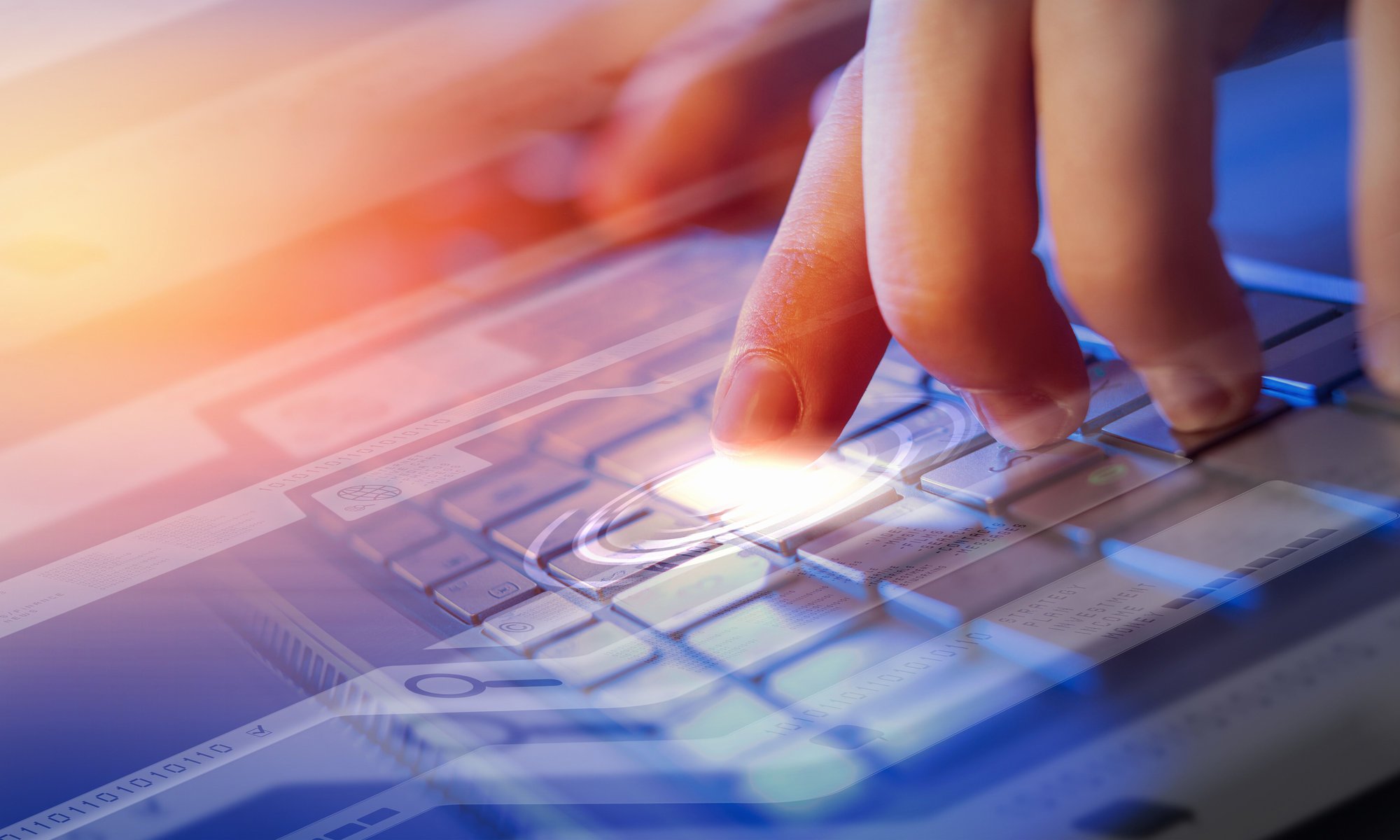 hi-tech technology touchpad touchscreen notebook internet protection exchange of the data security binary code one zero cyberspace blur bokeh wallpaper