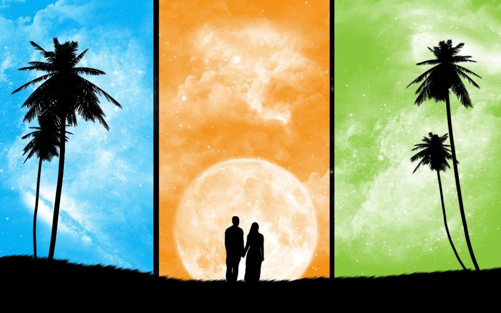 three seasons shade lovers the moon romance tenderness passion feelings love date meeting lovers pair drawings anime