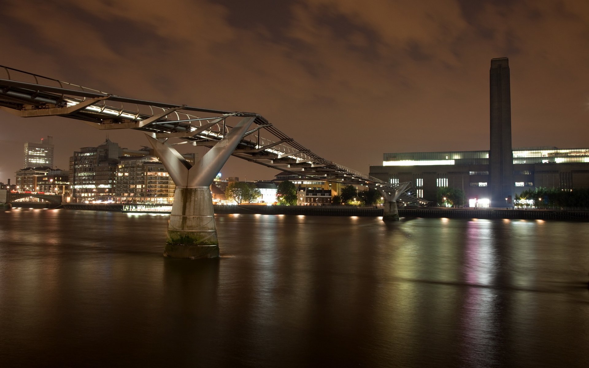 eisenstruktur lichter in der nacht brücke fluss lichter himmel reflexion städte nacht lichter der städte brücken