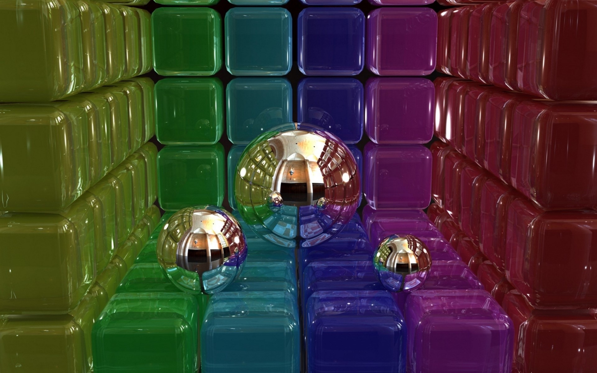 sztuka cyfrowa kostki kule 3d