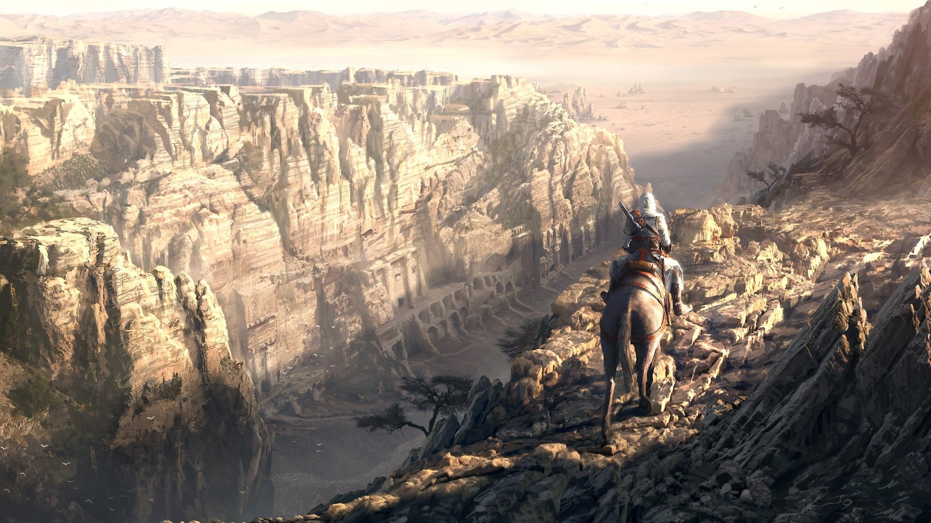catene montuose cavaliere a cavallo fiume assassino cavallo assassino montagne paesaggio