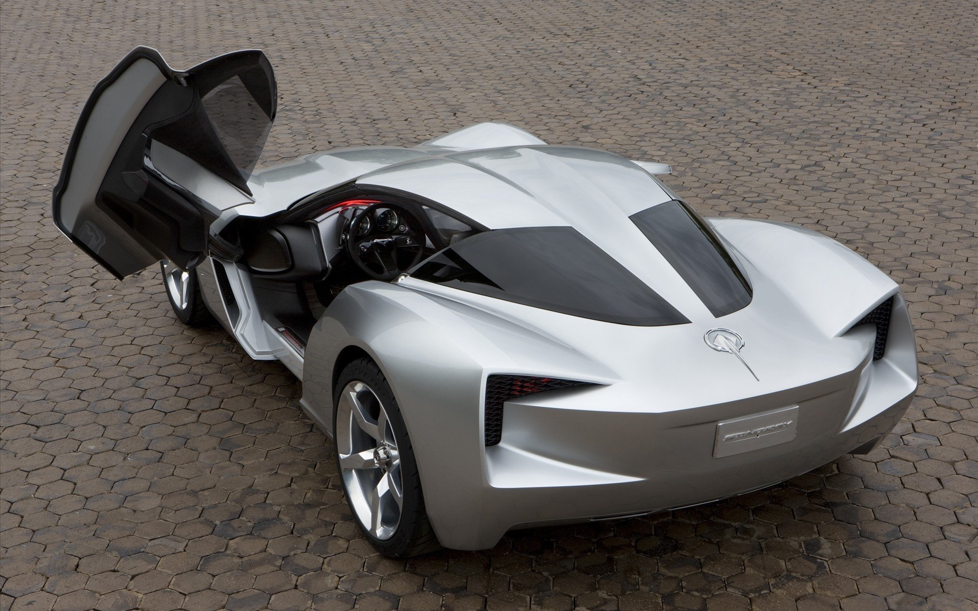 anniversary corvette stingray concept otwarte drzwi kostka brukowa plac srebro samochody sportowe transport auto transport samochodowy