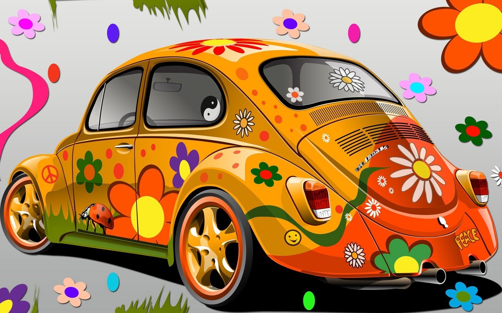 petite voiture peinte avec des fleurs fleurs printemps été auto dessins