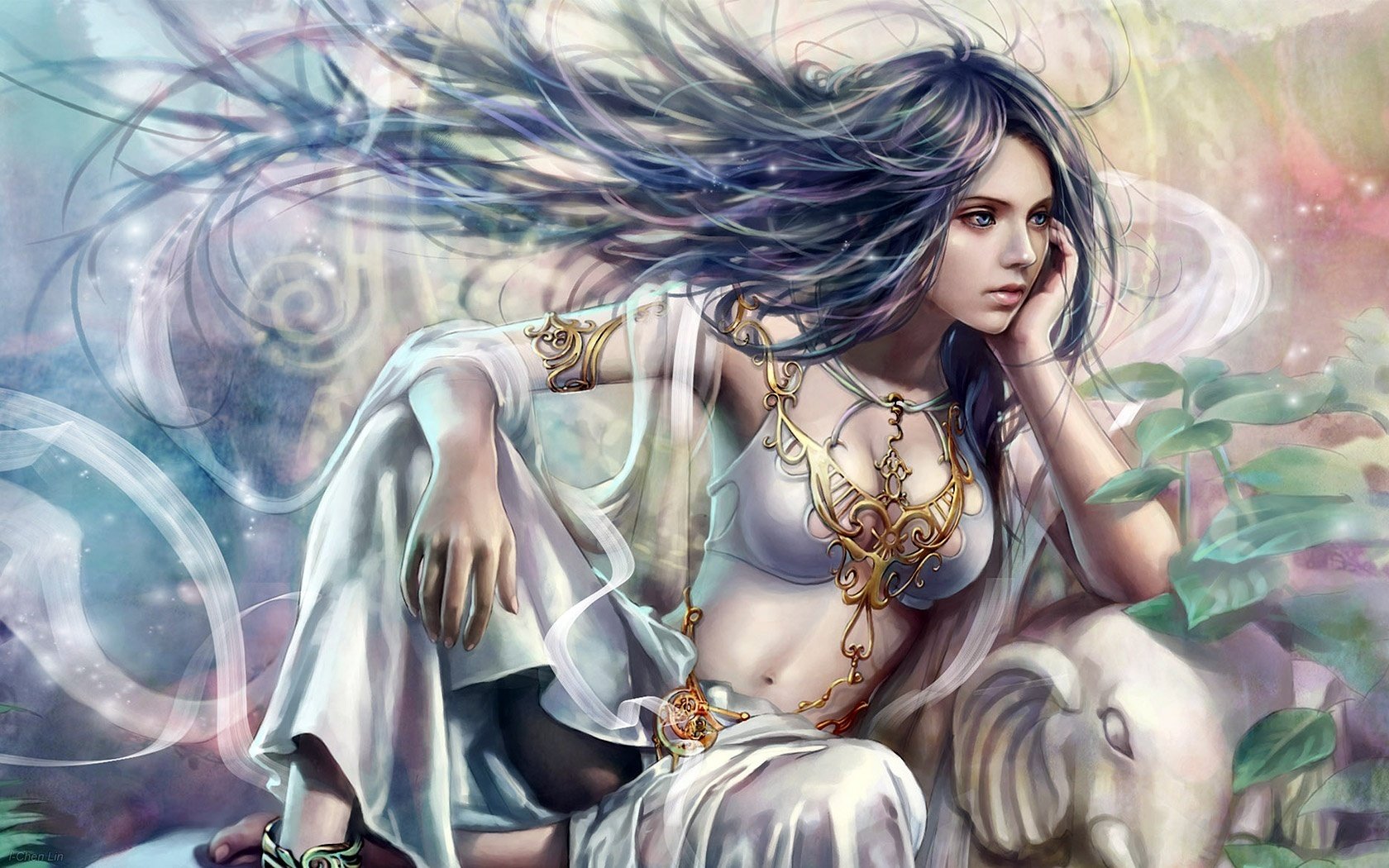 beauty bright eyes blue hair