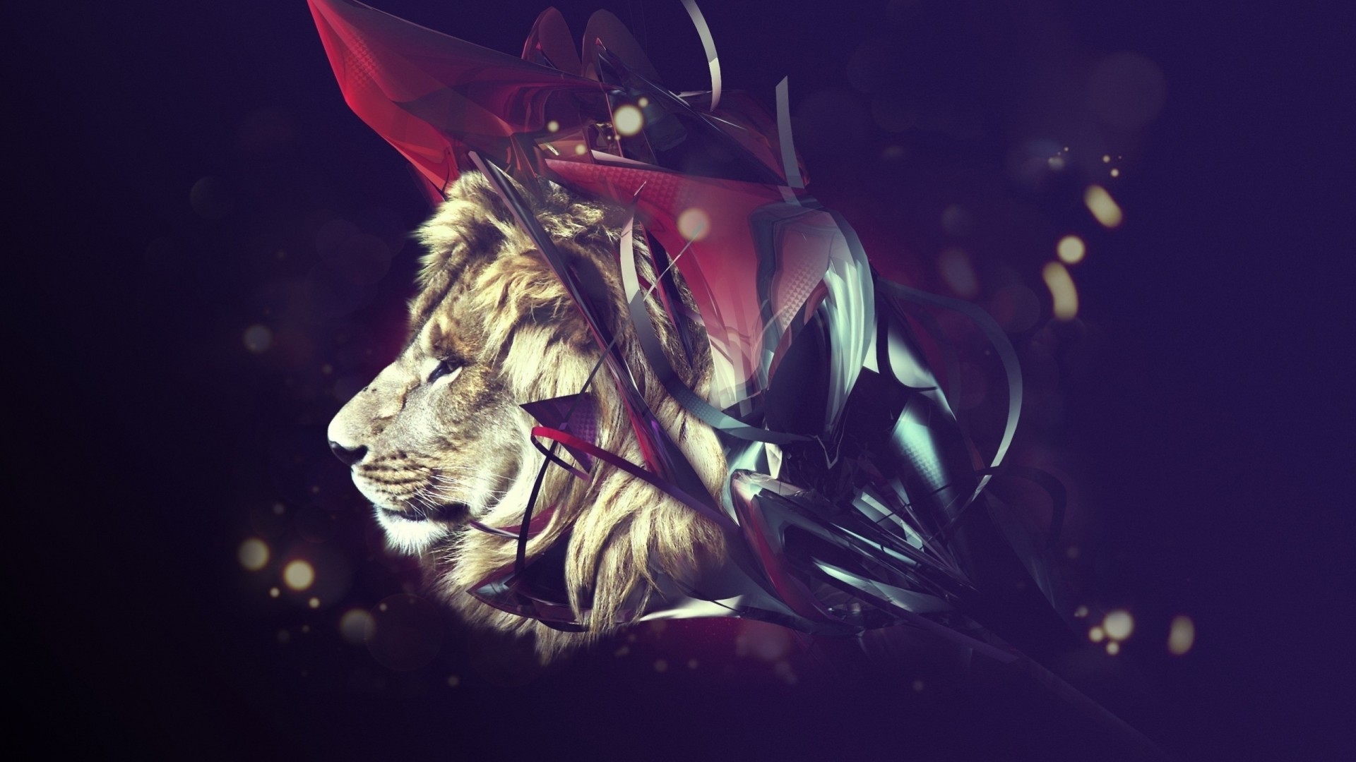 ligne couleurs abstraction lion sombre-