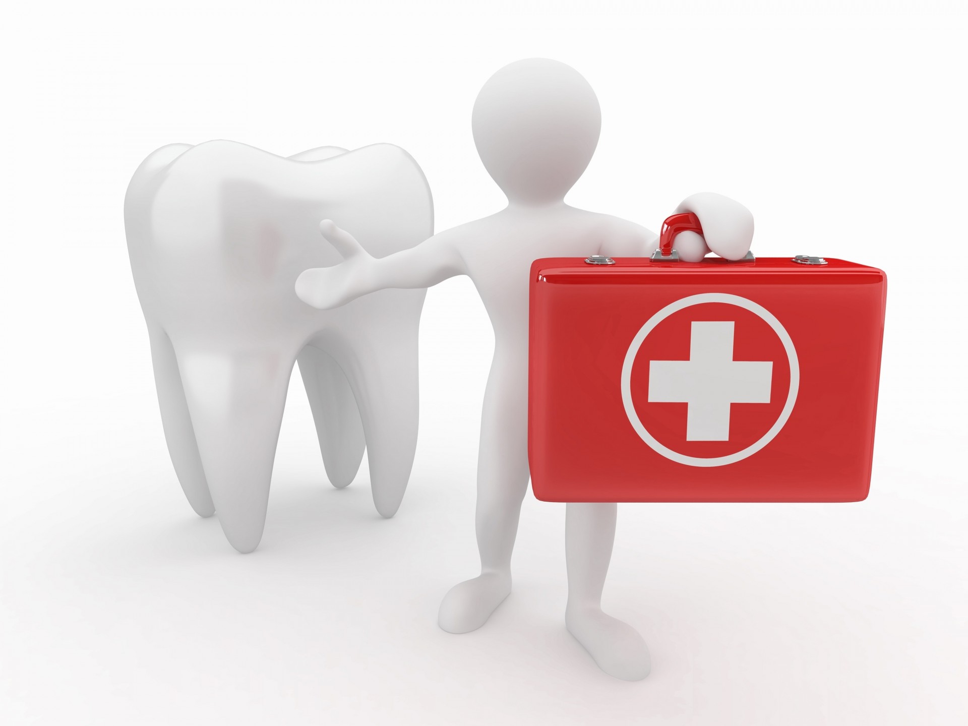dente salute valigia uomo sfondo bianco