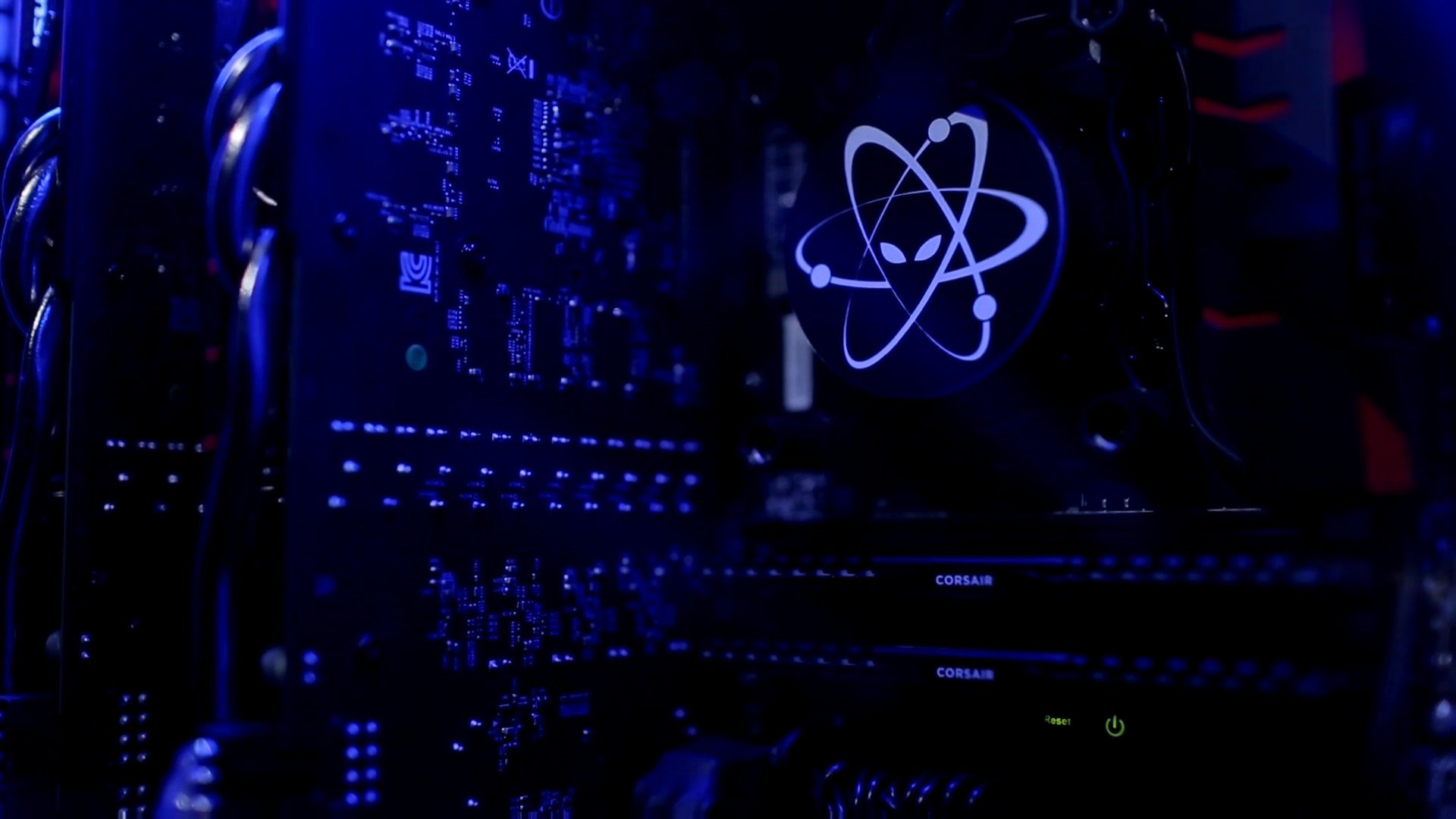 blu nero et carta da parati hi-tech unità di sistema reset