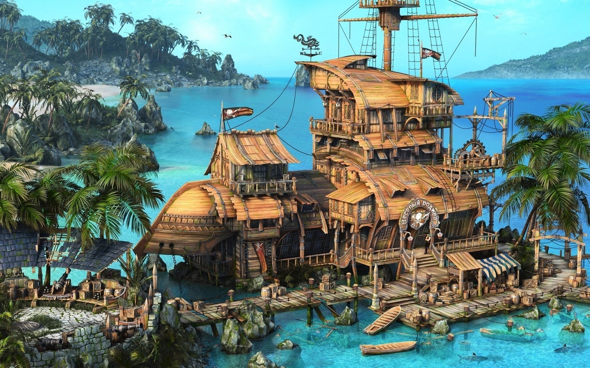 rendering schiff piraten meer boote