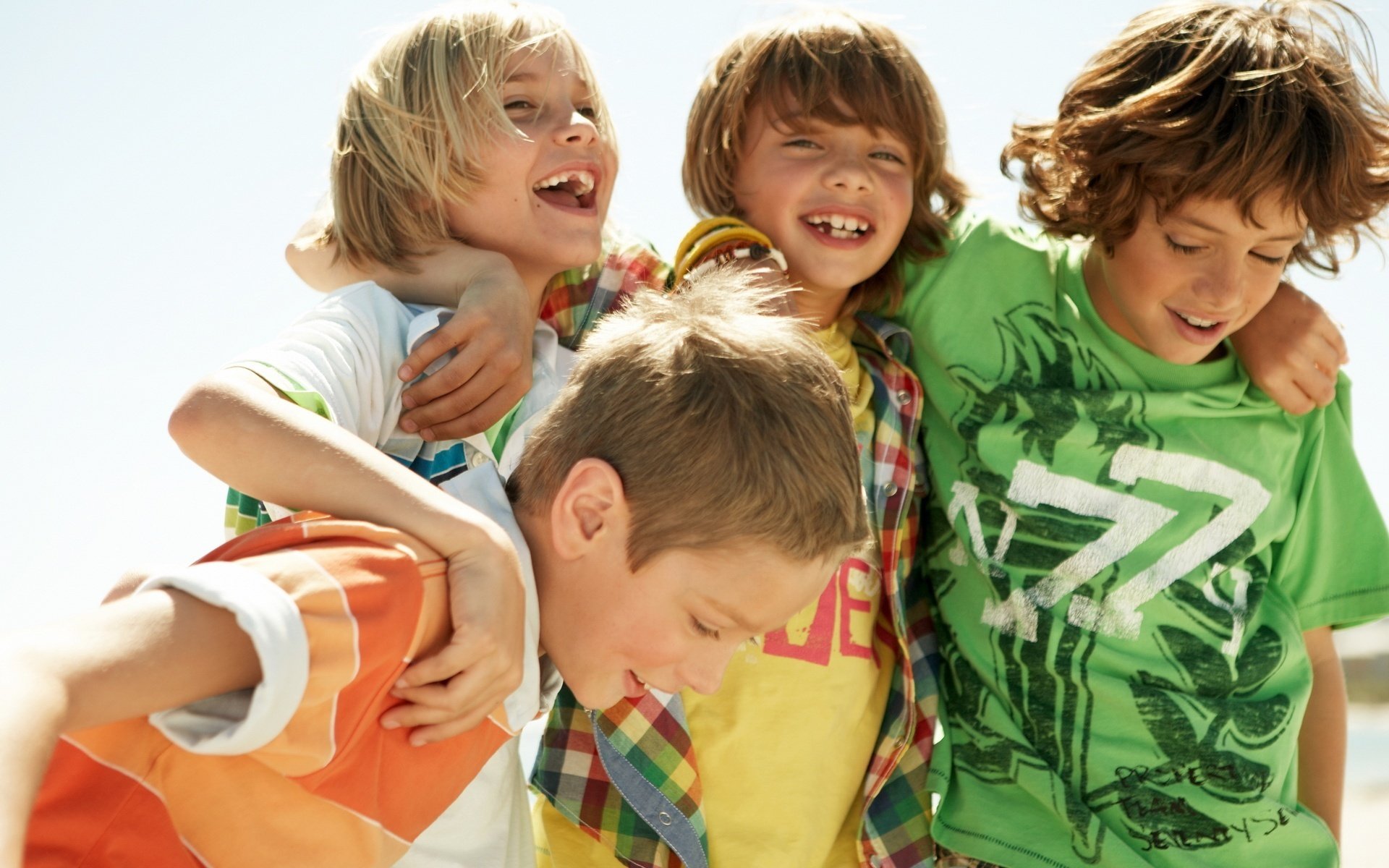 unshine in the face guys teenagers smile friendship laughter joy mood emotions smiles children four