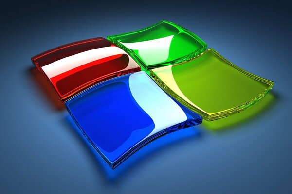 Das Microsoft Windows-Logo in Form von farbigen Glasquadraten