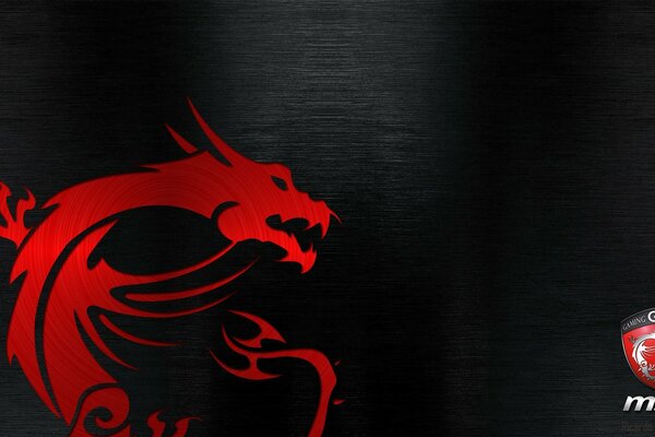 Dragon de feu sur fond noir