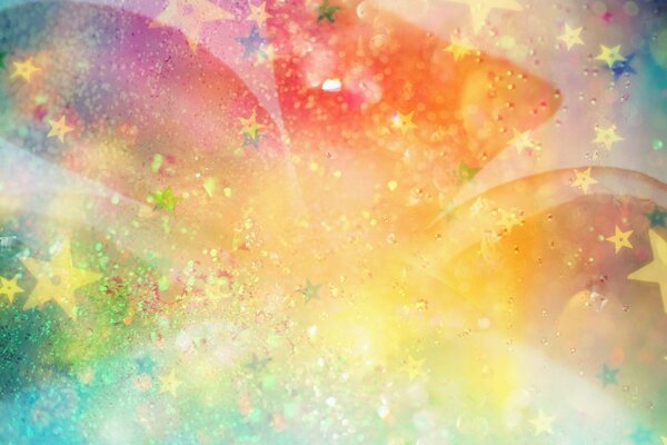 Sfondo di un bagliore multicolore di stelle, petali e qualcos altro
