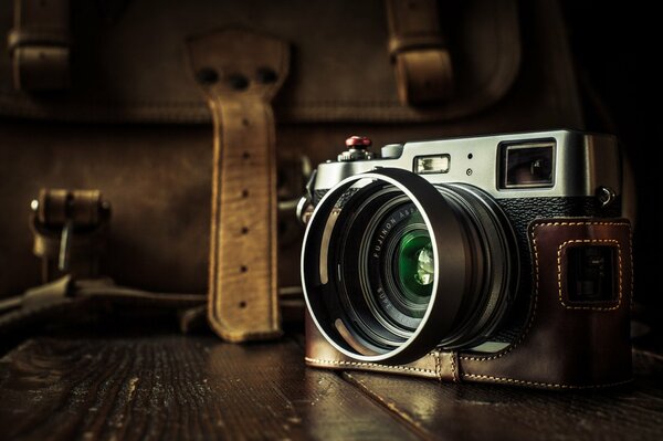 Emerald reflection in the camera lens