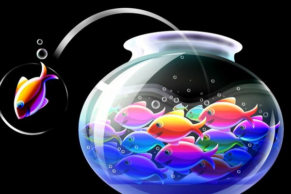 Fond de fantaisie avec des individus colorés dans les poissons d aquarium