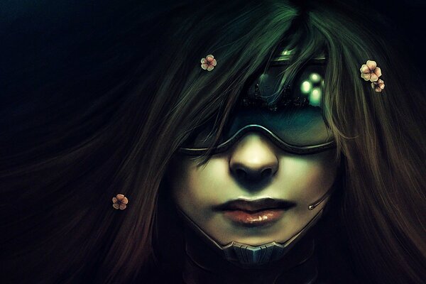 Cyberpunk. fille à lunettes avec les cheveux longs