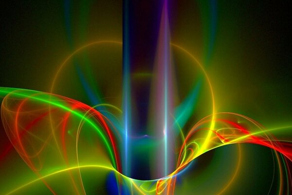 Fantaisie. Lignes laser enveloppées de couleur