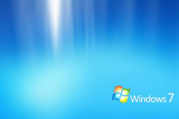 Logo microsoft windows 7 sur fond bleu en surbrillance