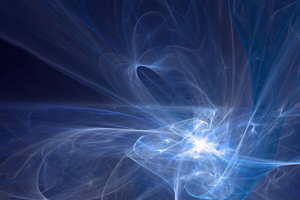 Abstract explosion of transparent energy on a blue background