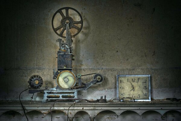 Vintage clock device on a dark background