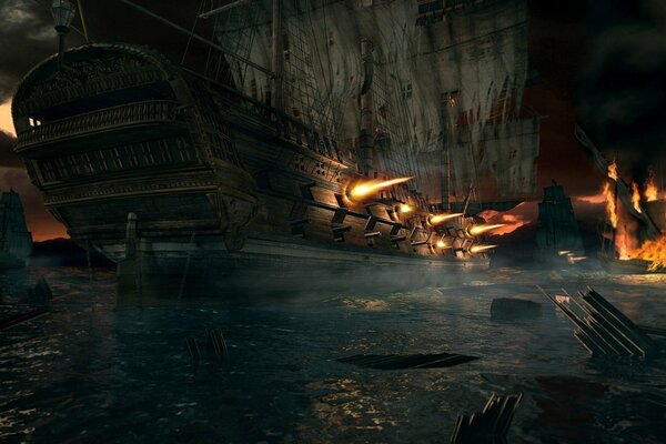 Notte oscura e nave enorme