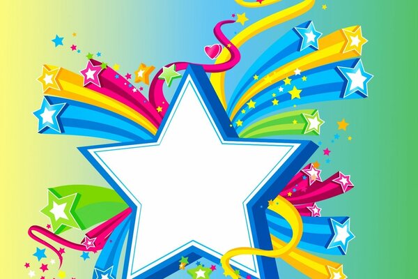 A white star with splashes of smaller stars