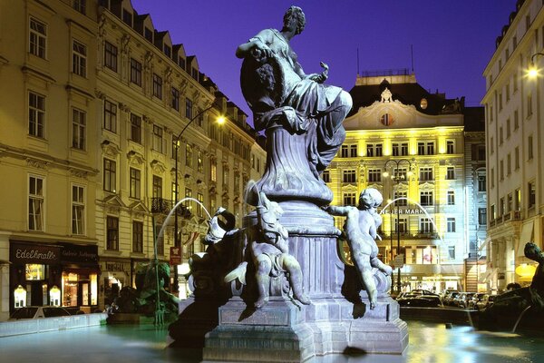 Italian night with a gorgeous fountain