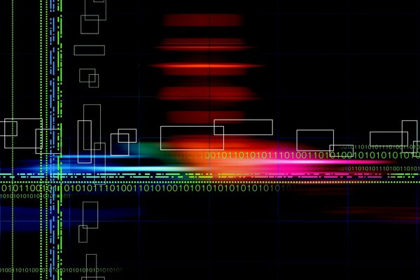 Abstraction. Reflets multicolores sur fond noir
