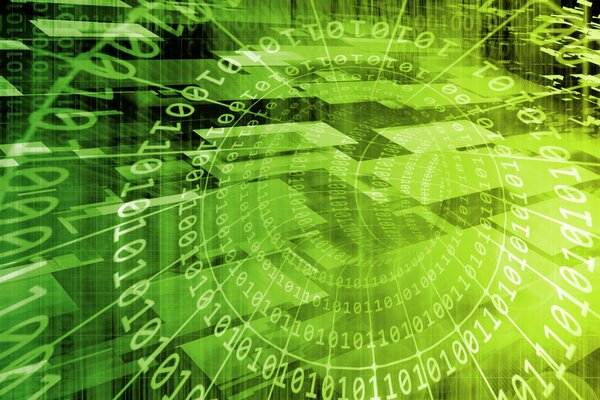 Rohr aus hellgrünem Binärcode