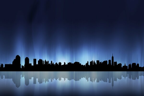 Ombra della metropoli con riflessione nell acqua