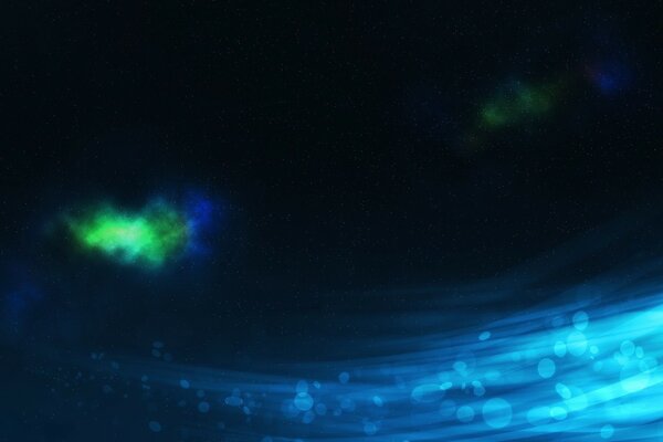 Bild des Kosmos Strahlen und leuchtende grüne Sterne