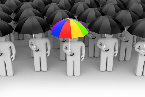 Personnes graphiques avec des parapluies